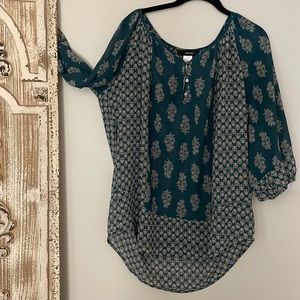 ALI MILES Flower Print Long Sleeve Top